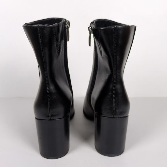 NORDSTROM Vanna Heeled Ankle Bootie Black Leather Side Zip Square Toe Women's 8 - Picture 4 of 8